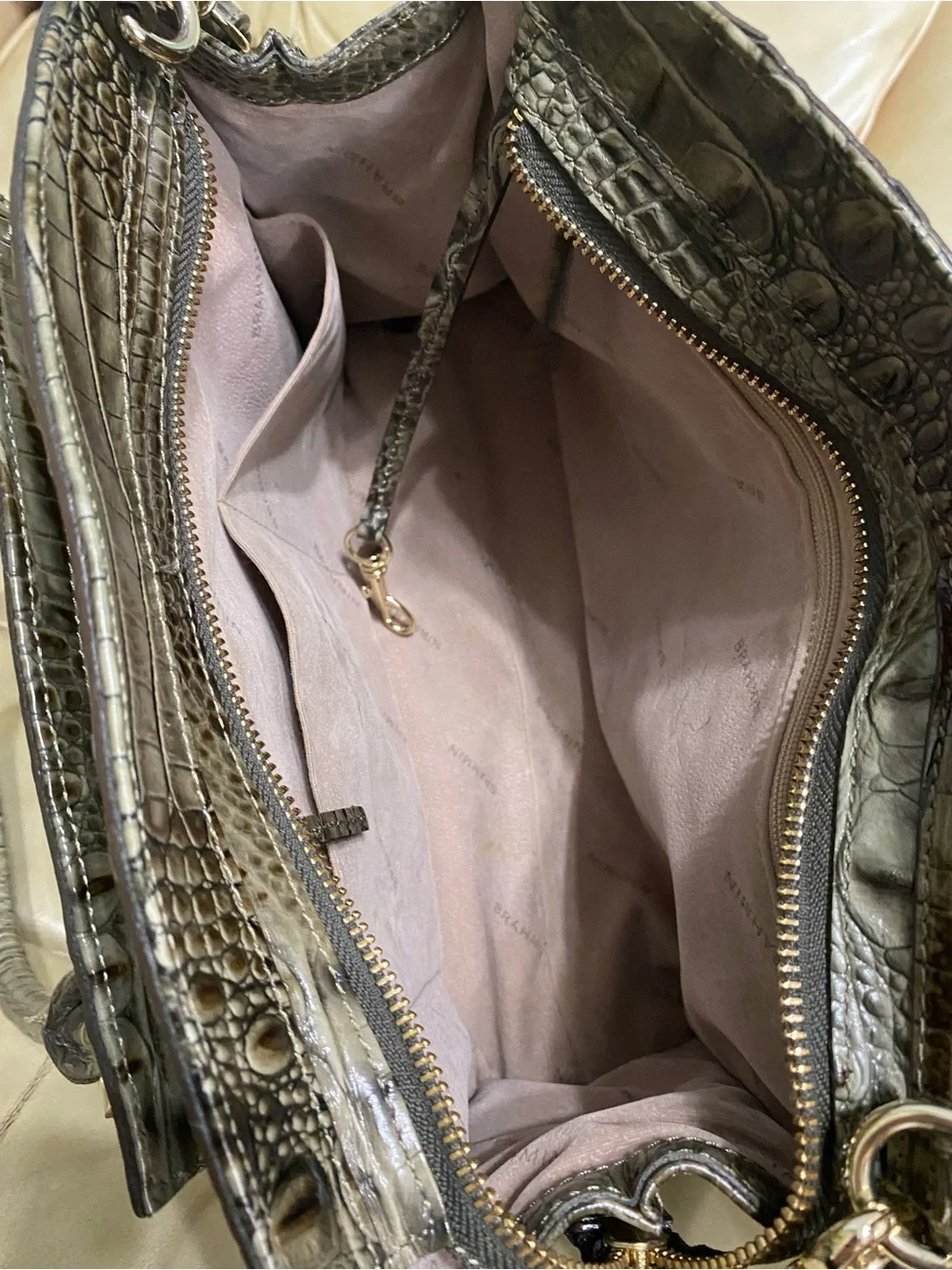 LKNW Brahmin Olive Green Greta Satchel w/Strap Melbourne Leather - Picture 14 of 14